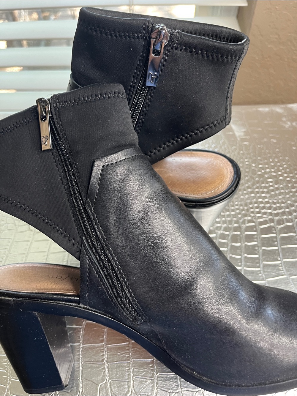 Women's Black Open-Toe Donald Pilner Ankle Boots - Picture 10 of 11